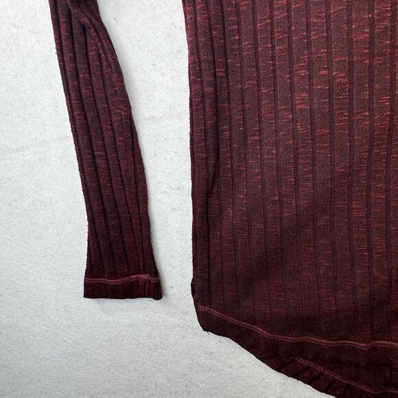 Michael Stars Womens Dark Red Long Sleeve Shirt One Size OS Ribbed Rayon Thermal - Picture 9 of 12